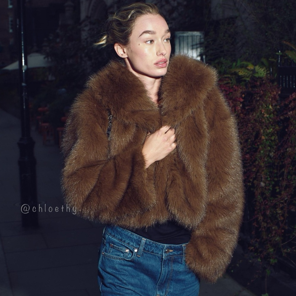 Zara Brown Faux Fur Jacket